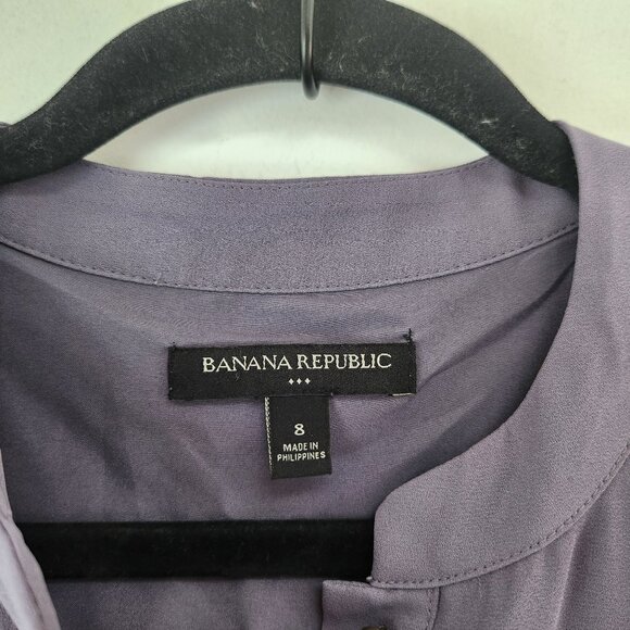 Banana Republic Grey Shirt Dress Chiffon Flowy Career Shift Women's 8 - Picture 5 of 7